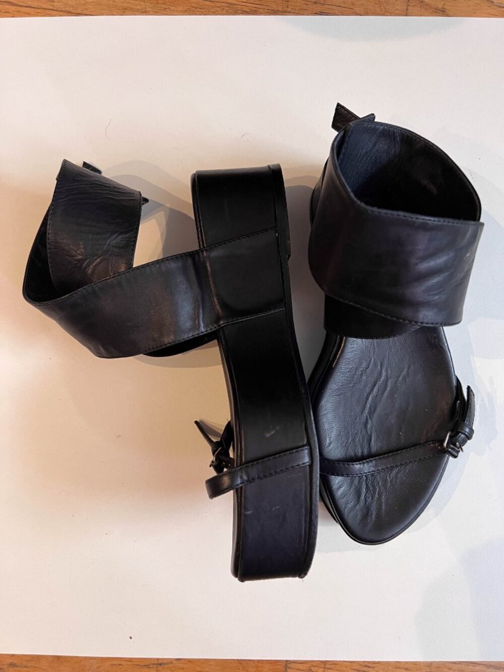 Ann Demeulemeester Black wedge platform sandals 37.5 - Picture 6 of 15